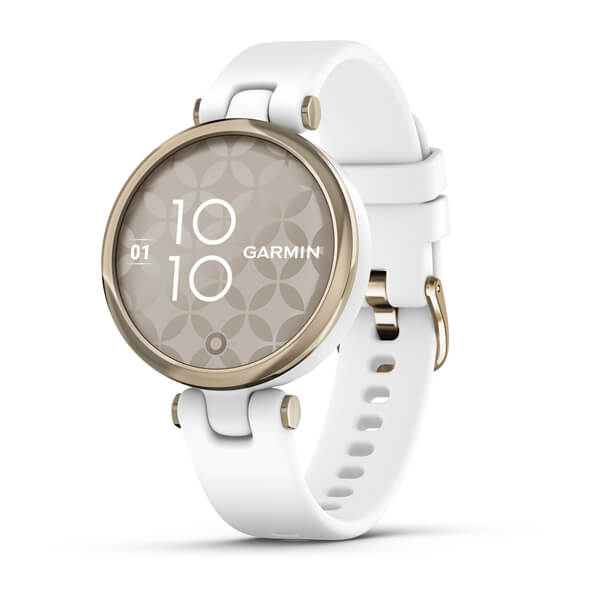 -Relogio-Garmin-Lily-Dourado-Pulseira-Branca-de-Silicone-Monitor-de-Atividades-