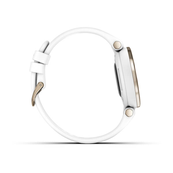 -Relogio-Garmin-Lily-Dourado-Pulseira-Branca-de-Silicone-Monitor-de-Atividades-