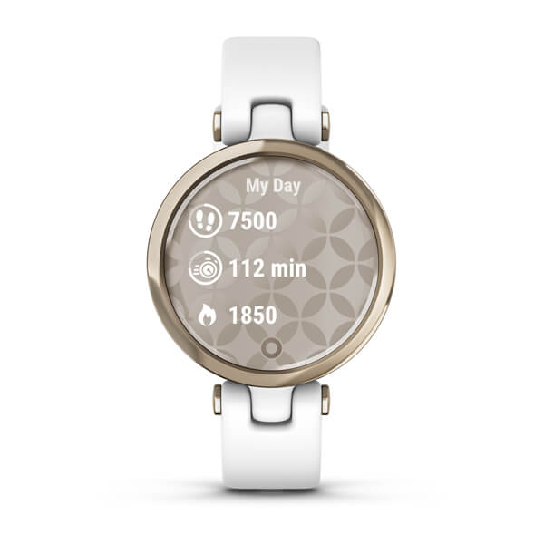 -Relogio-Garmin-Lily-Dourado-Pulseira-Branca-de-Silicone-Monitor-de-Atividades-
