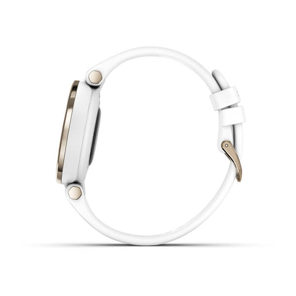-Relogio-Garmin-Lily-Dourado-Pulseira-Branca-de-Silicone-Monitor-de-Atividades-