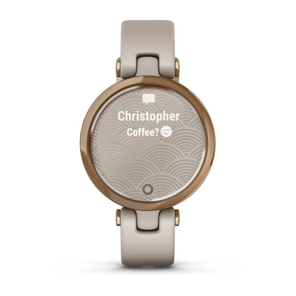 Relogio-Garmin-Lily-Dourado-Rose-Pulseira-Bege-de-Silicone-Monitor-de-Atividades-