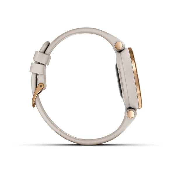 Relogio-Garmin-Lily-Dourado-Rose-Pulseira-Bege-de-Silicone-Monitor-de-Atividades-