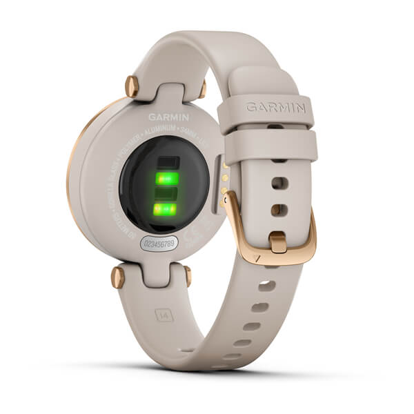 Relogio-Garmin-Lily-Dourado-Rose-Pulseira-Bege-de-Silicone-Monitor-de-Atividades-
