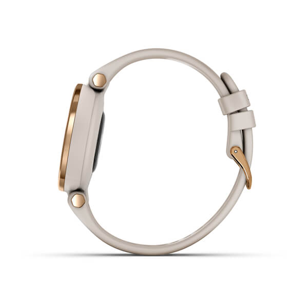 Relogio-Garmin-Lily-Dourado-Rose-Pulseira-Bege-de-Silicone-Monitor-de-Atividades-
