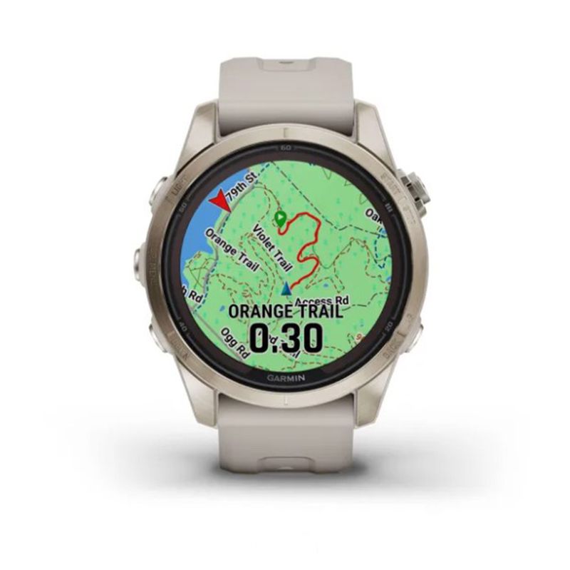 RelogioGarminFenix7SProSafiraSolarDouradocpulseiraCinzacomMonitorCardiacodePulsoeGPS