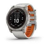Relógio Garmin Fenix 7X Pro Safira Solar Titânio c/ pulseira Cinza/Laranja com Monitor Cardíaco de Pulso e GPS