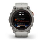 Relógio Garmin Fenix 7X Pro Safira Solar Titânio c/ pulseira Cinza/Laranja com Monitor Cardíaco de Pulso e GPS