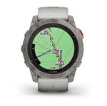 Relógio Garmin Fenix 7X Pro Safira Solar Titânio c/ pulseira Cinza/Laranja com Monitor Cardíaco de Pulso e GPS