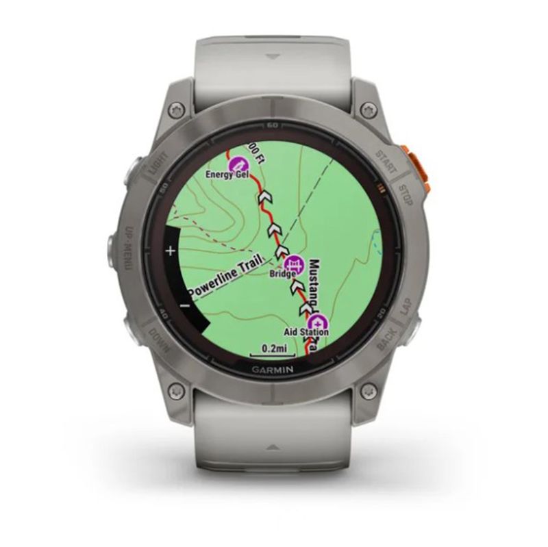 Relógio Garmin Fenix 7X Pro Safira Solar Titânio c/ pulseira Cinza/Laranja com Monitor Cardíaco de Pulso e GPS