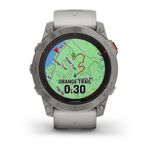 Relógio Garmin Fenix 7X Pro Safira Solar Titânio c/ pulseira Cinza/Laranja com Monitor Cardíaco de Pulso e GPS