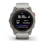 Relógio Garmin Fenix 7X Pro Safira Solar Titânio c/ pulseira Cinza/Laranja com Monitor Cardíaco de Pulso e GPS