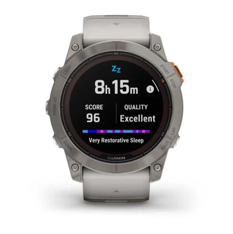 Relógio Garmin Fenix 7X Pro Safira Solar Titânio c/ pulseira Cinza/Laranja com Monitor Cardíaco de Pulso e GPS