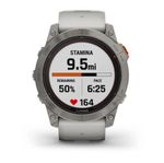 Relógio Garmin Fenix 7X Pro Safira Solar Titânio c/ pulseira Cinza/Laranja com Monitor Cardíaco de Pulso e GPS