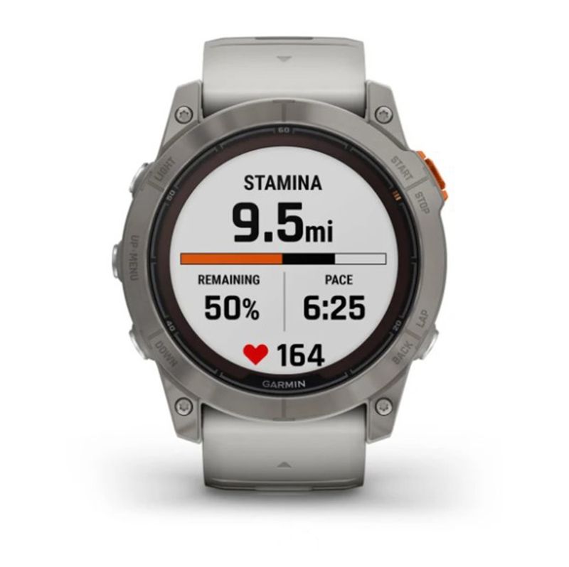 Relógio Garmin Fenix 7X Pro Safira Solar Titânio c/ pulseira Cinza/Laranja com Monitor Cardíaco de Pulso e GPS