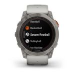 Relógio Garmin Fenix 7X Pro Safira Solar Titânio c/ pulseira Cinza/Laranja com Monitor Cardíaco de Pulso e GPS