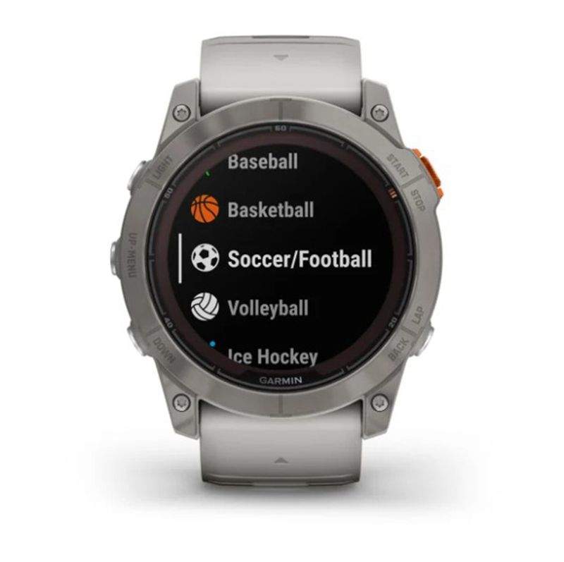 Relógio Garmin Fenix 7X Pro Safira Solar Titânio c/ pulseira Cinza/Laranja com Monitor Cardíaco de Pulso e GPS