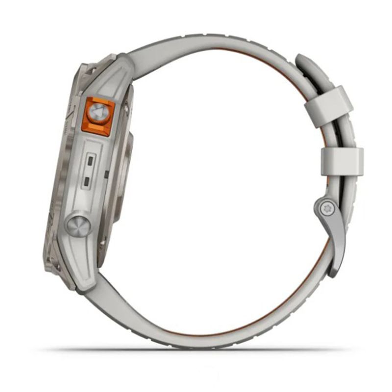 Relógio Garmin Fenix 7X Pro Safira Solar Titânio c/ pulseira Cinza/Laranja com Monitor Cardíaco de Pulso e GPS