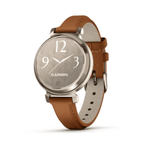 Relógio Garmin Lily 2 Classic (2024)  Dourado Pulseira Marrom de Couro com Monitor de Atividades010-02839-02