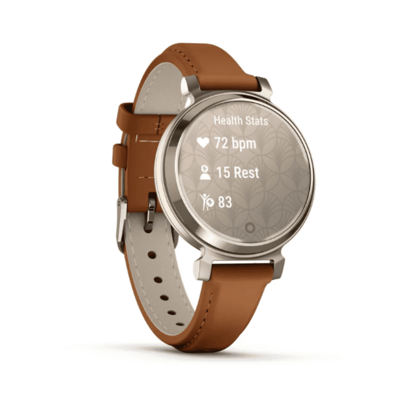 Relógio Garmin Lily 2 Classic (2024)  Dourado Pulseira Marrom de Couro com Monitor de Atividades010-02839-02.2
