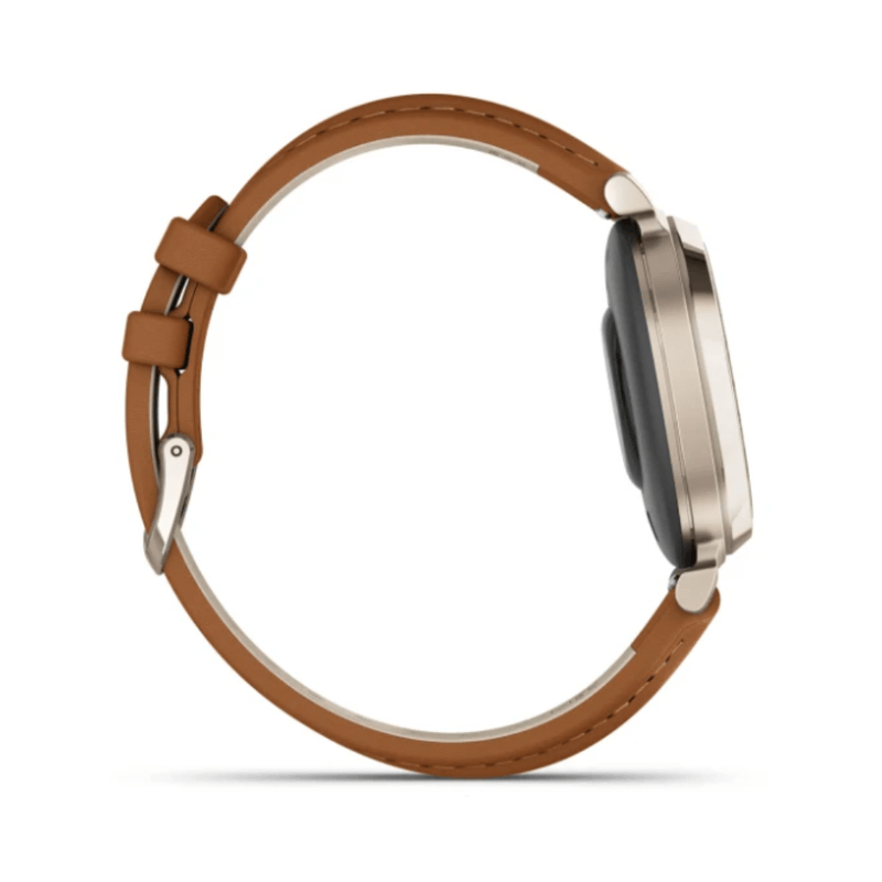 Relógio Garmin Lily 2 Classic (2024)  Dourado Pulseira Marrom de Couro com Monitor de Atividades010-02839-02.4