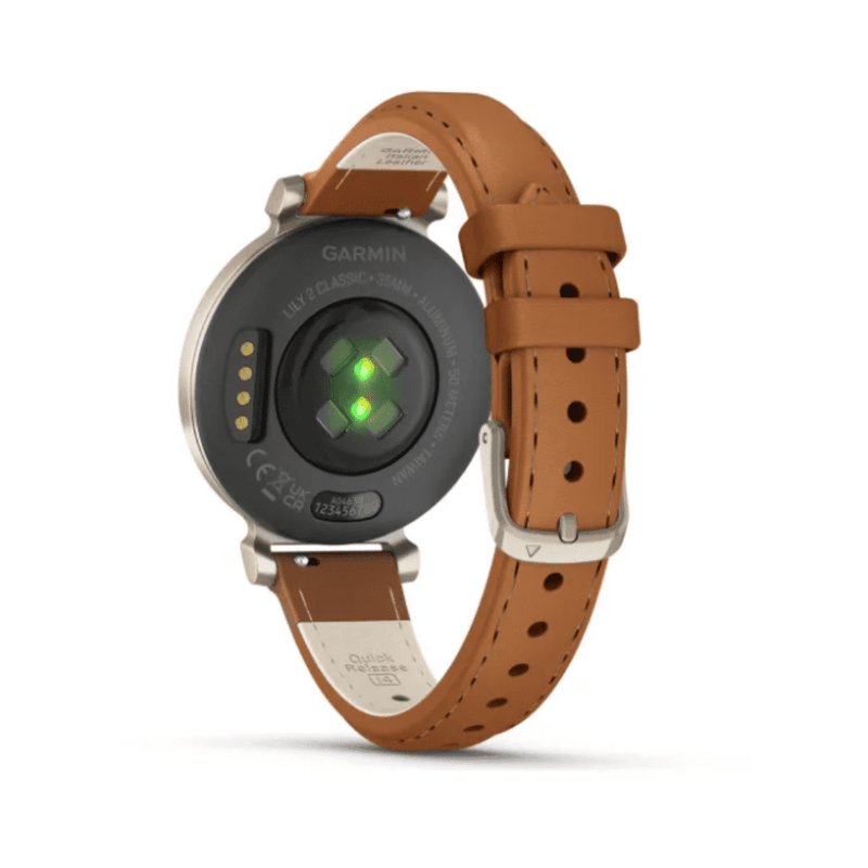 Relógio Garmin Lily 2 Classic (2024)  Dourado Pulseira Marrom de Couro com Monitor de Atividades010-02839-02.6