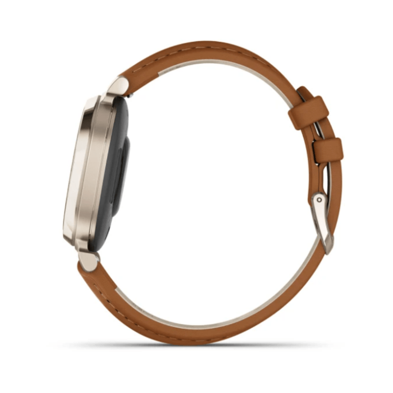 Relógio Garmin Lily 2 Classic (2024)  Dourado Pulseira Marrom de Couro com Monitor de Atividades010-02839-02.7
