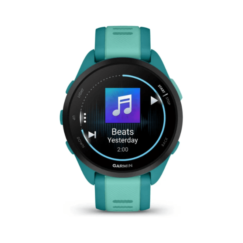 Relógio Garmin Forerunner 165 Music Turquesa/Azul WW com Monitor Cardíaco de Pulso e GPS010-02863-32.3
