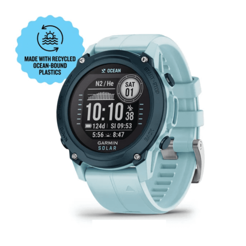 Relógio Garmin Descent G1 Solar (2023) Azul (edição Oceano) com Monitor Cardíaco de Pulso e GPS010-02604-04