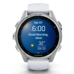 Relogio-Garmin-Fenix-8S-Prata-com-Pulseira-de-Silicone-Branca