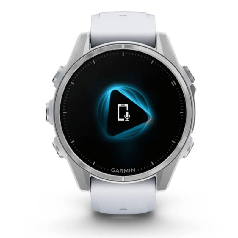 Relogio-Garmin-Fenix-8S-Prata-com-Pulseira-de-Silicone-Branca