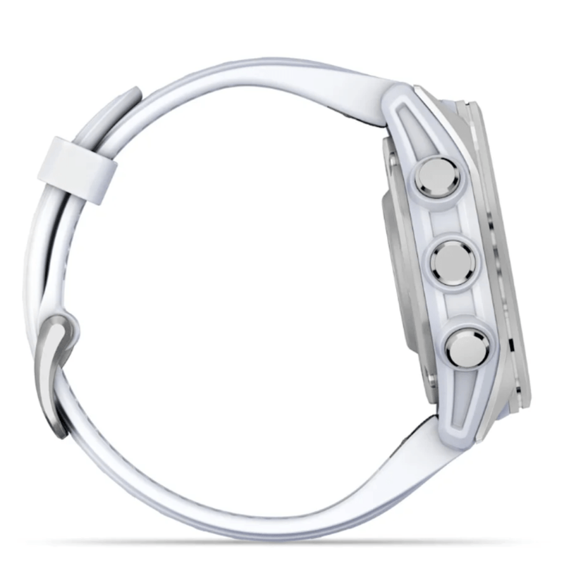 Relogio-Garmin-Fenix-8S-Prata-com-Pulseira-de-Silicone-Branca