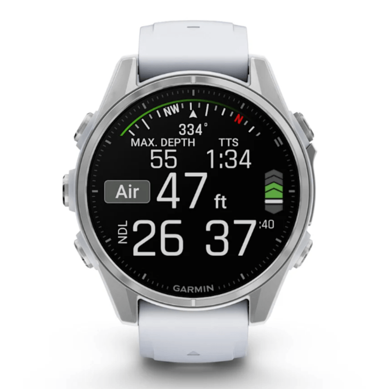 Relogio-Garmin-Fenix-8S-Prata-com-Pulseira-de-Silicone-Branca