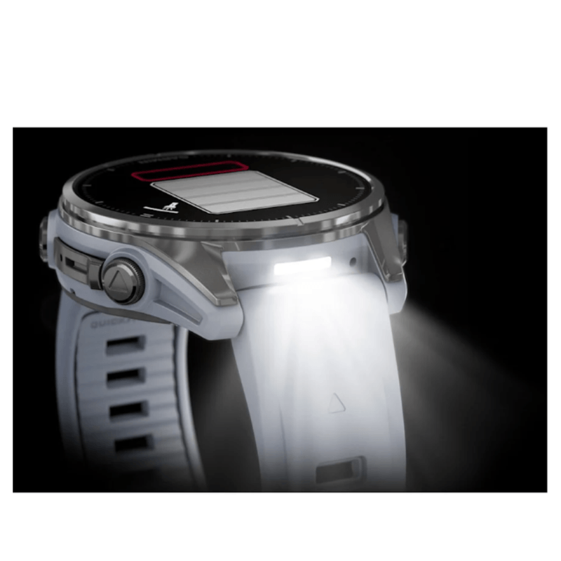 Relogio-Garmin-Fenix-8S-Prata-com-Pulseira-de-Silicone-Branca