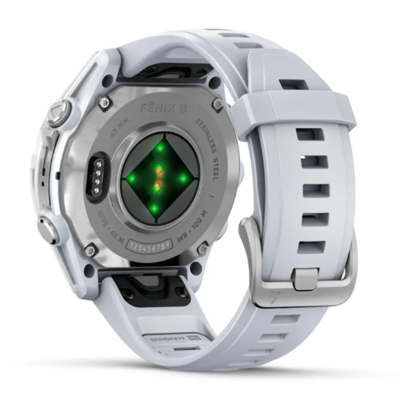 Relogio-Garmin-Fenix-8S-Prata-com-Pulseira-de-Silicone-Branca