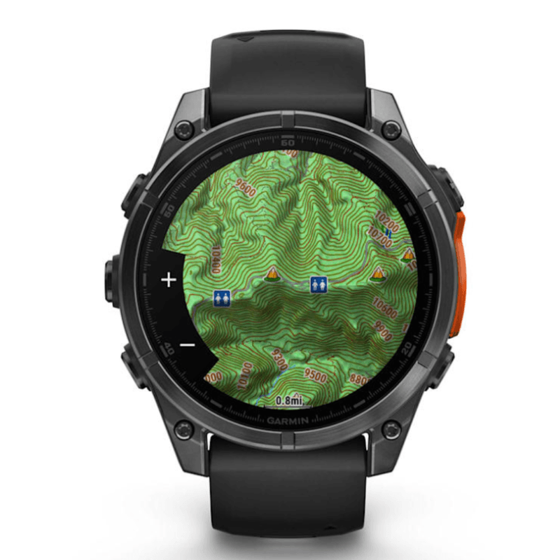 Relogio-Garmin-Fenix-8-Cinza-Ardosia-com-Pulseira-de-Silicone-Preta