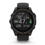 Relogio-Garmin-Fenix-8-Safira-Carbon-Gray-DLC-Titanio-com-Pulseira-de-Silicone-Preta-com-Cinza