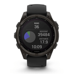 Relogio-Garmin-Fenix-8-Safira-Carbon-Gray-DLC-Titanio-com-Pulseira-de-Silicone-Preta-com-Cinza