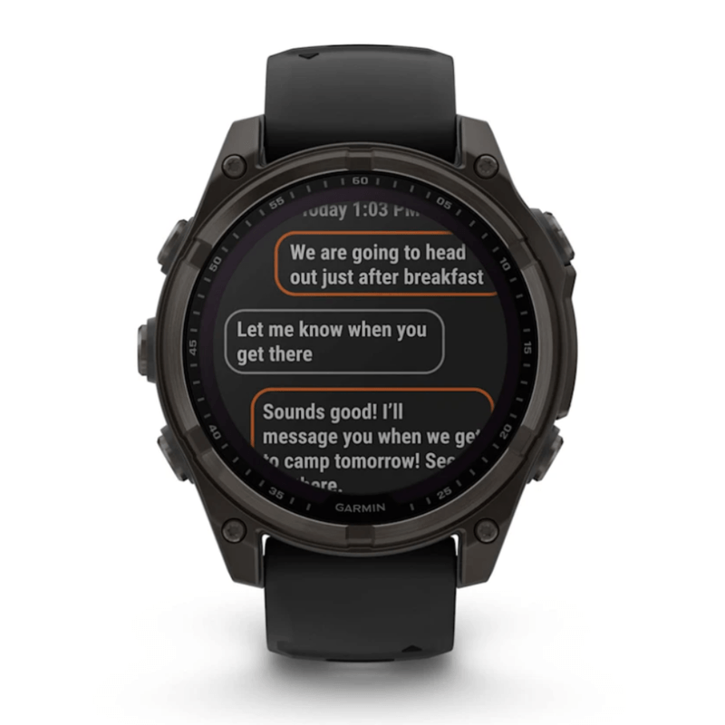 Relogio-Garmin-Fenix-8-Safira-Carbon-Gray-DLC-Titanio-com-Pulseira-de-Silicone-Preta-com-Cinza