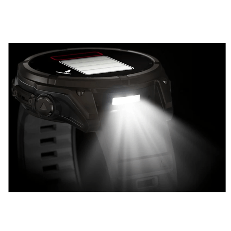 Relogio-Garmin-Fenix-8-Safira-Carbon-Gray-DLC-Titanio-com-Pulseira-de-Silicone-Preta-com-Cinza