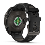 Relogio-Garmin-Fenix-8-Safira-Carbon-Gray-DLC-Titanio-com-Pulseira-de-Silicone-Preta-com-Cinza
