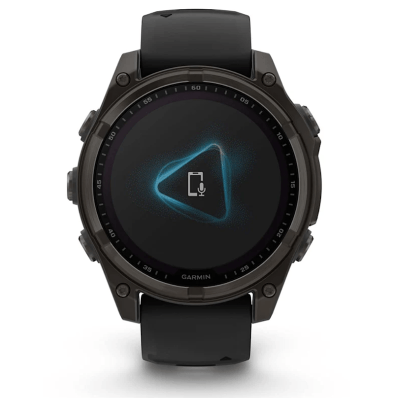 Relogio-Garmin-Fenix-8-Safira-Solar-Carbon-Gray-DLC-Titanio-com-Pulseira-de-Silicone-Preta-com-Cinza