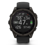 Relogio-Garmin-Fenix-8-Safira-Solar-Carbon-Gray-DLC-Titanio-com-Pulseira-de-Silicone-Preta-com-Cinza
