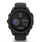 Relogio-Garmin-Fenix-8-Safira-Solar-Carbon-Gray-DLC-Titanio-com-Pulseira-de-Silicone-Preta-com-Cinza