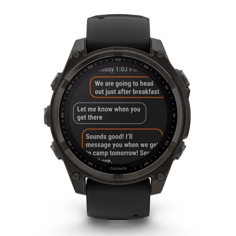 Relogio-Garmin-Fenix-8-Safira-Solar-Carbon-Gray-DLC-Titanio-com-Pulseira-de-Silicone-Preta-com-Cinza