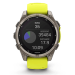 Relogio-Garmin-Fenix-8-Safira-Solar-Titanio-com-Pulseira-de-Silicone-Amarelo-com-Grafite