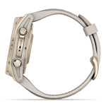 Relogio-Garmin-Fenix-8S-Safira-Ouro-Suave-com-Pulseira-de-Silicone-Cinza-com-Arenito