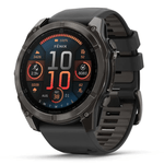 Relogio-Garmin-Fenix-8X-Safira-Carbon-Gray-DLC-Titanio-com-Pulseira-de-Silicone-Preta-com-Cinza