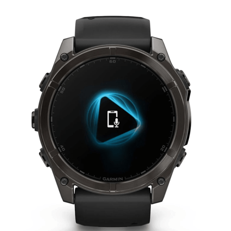 Relogio-Garmin-Fenix-8X-Safira-Carbon-Gray-DLC-Titanio-com-Pulseira-de-Silicone-Preta-com-Cinza