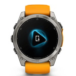 Relogio-Garmin-Fenix-8X-Safira-Titanio-com-Pulseira-de-Silicone-Laranja-com-Grafite