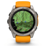 Relogio-Garmin-Fenix-8X-Safira-Titanio-com-Pulseira-de-Silicone-Laranja-com-Grafite